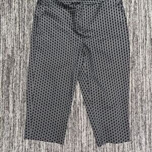 Worthington Womens Capri‎ Pants 8P Petite Black White Honeycomb Pattern Office